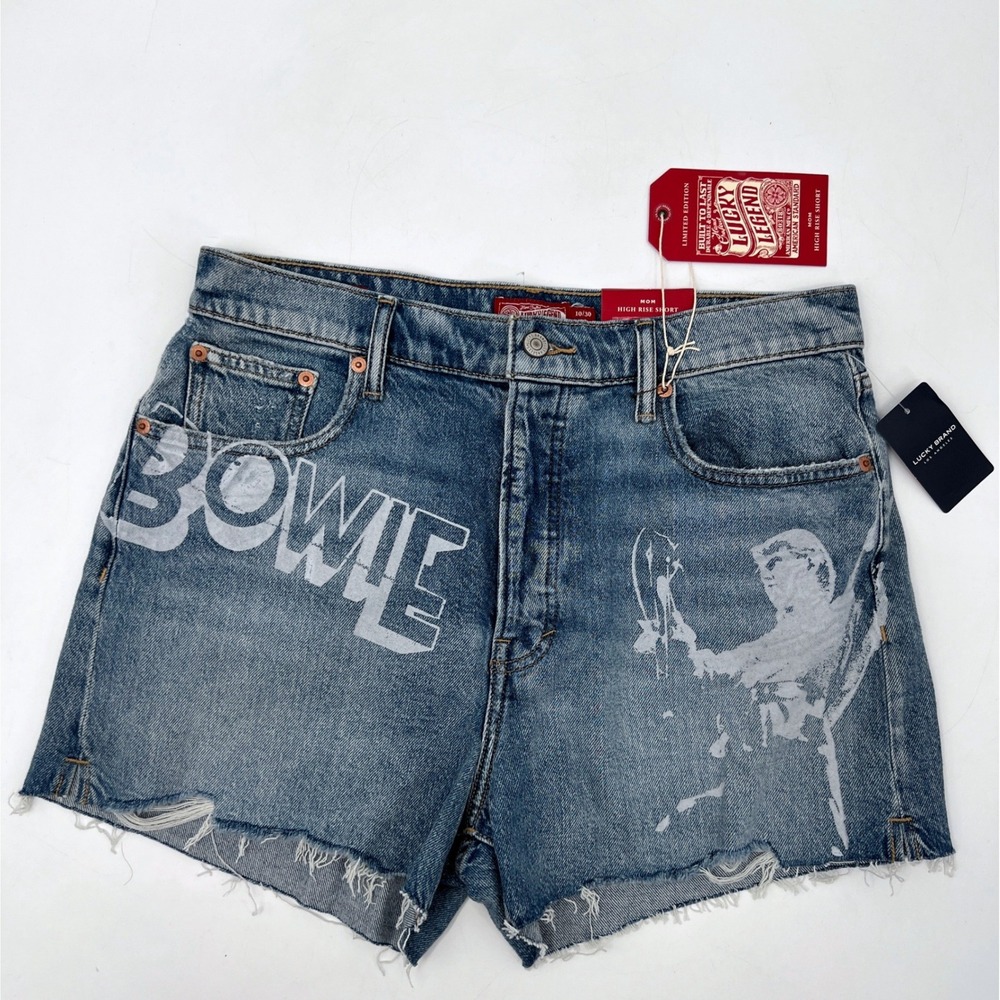 NWT Lucky Brand Legend David Bowie Mom High Rise Cutoff Shorts Jorts Size‎ 10